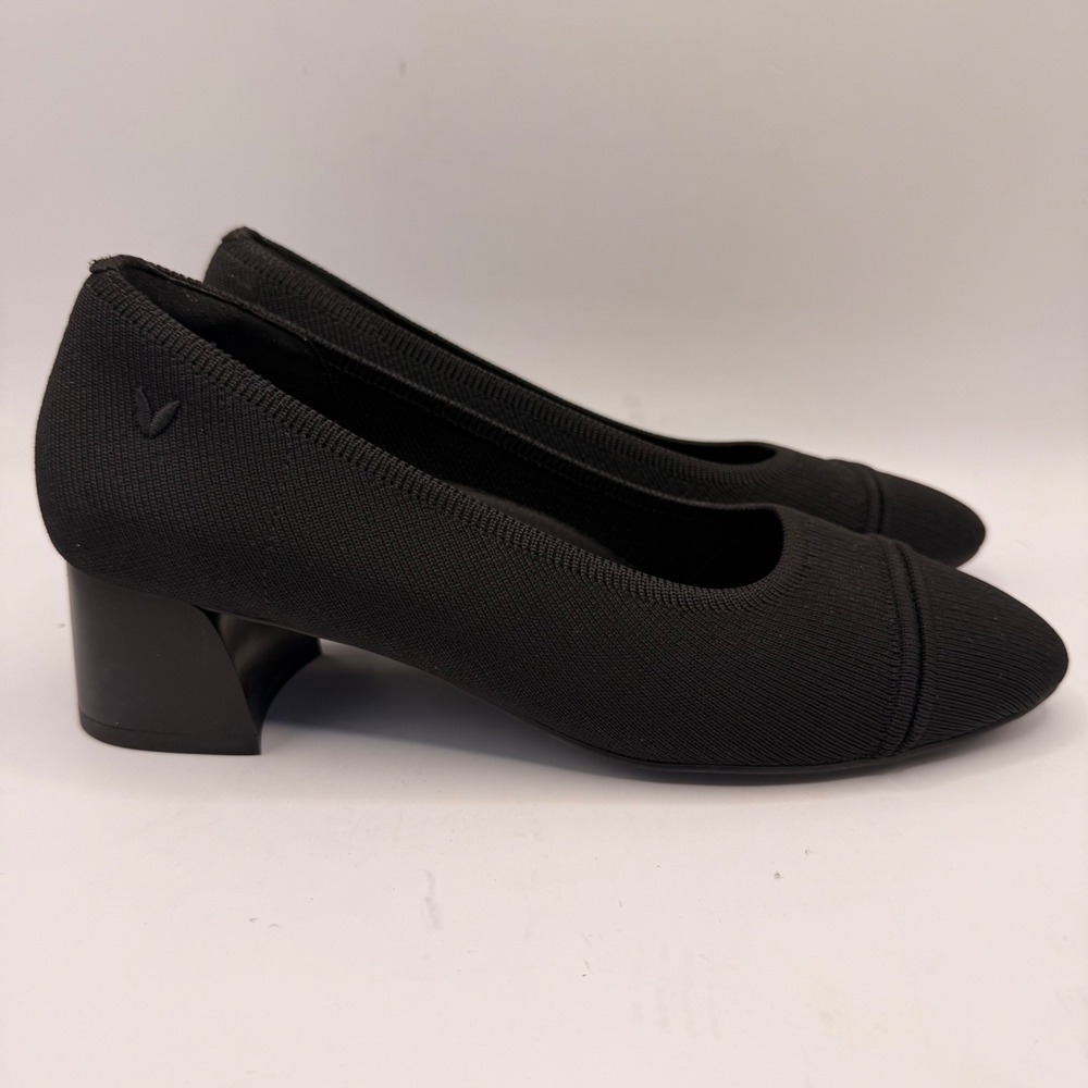 VIVAIA Julie Arch Pro Black Knit Block Heel Cap Toe Pumps Women EU 38/ US 8.5